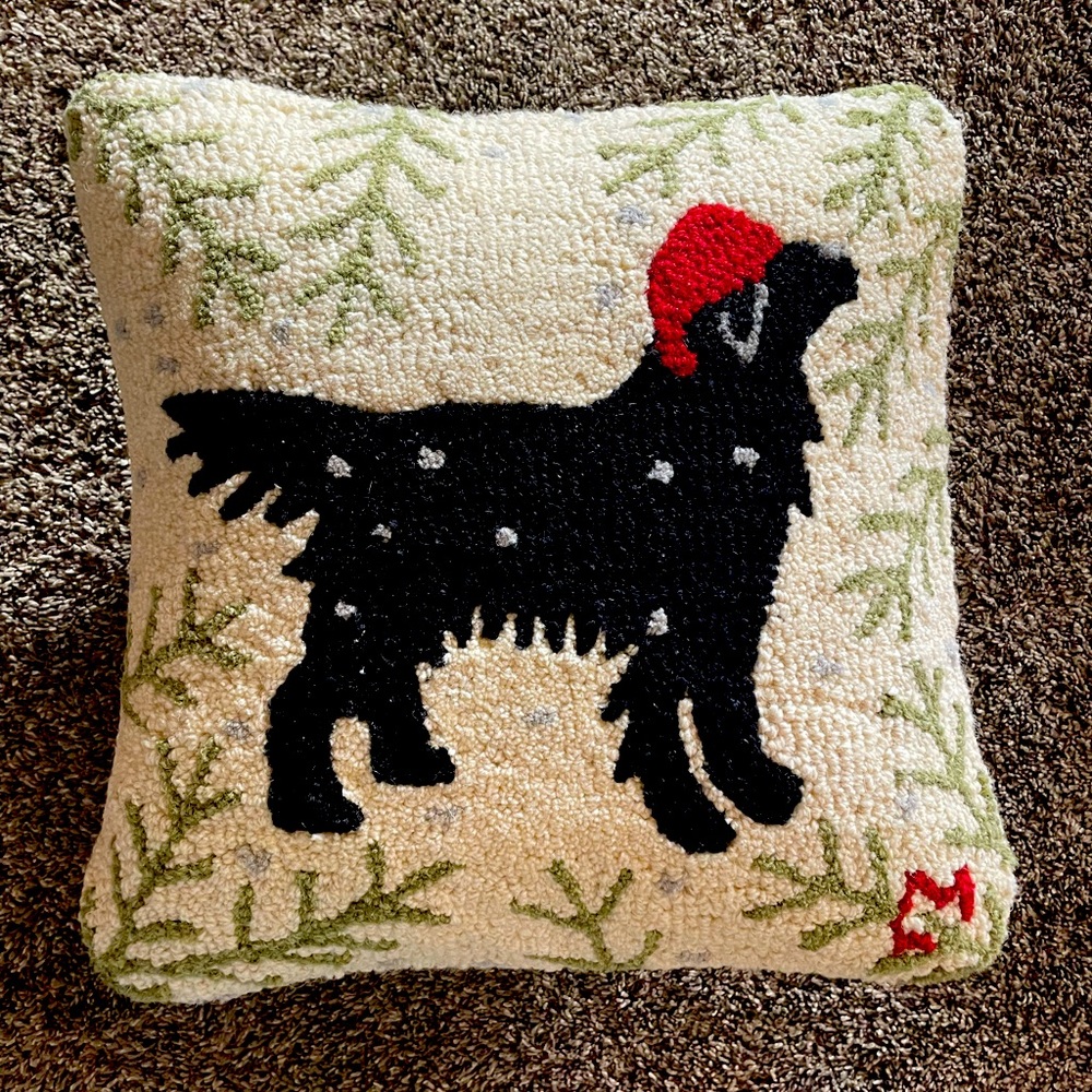 Sundance Catalog Dog Christmas Pillow, New
